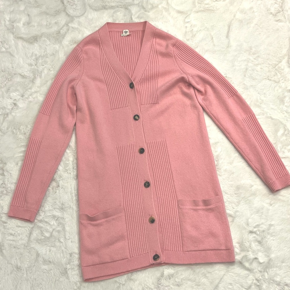 Hermes long V neck cashmere cardigan size 36